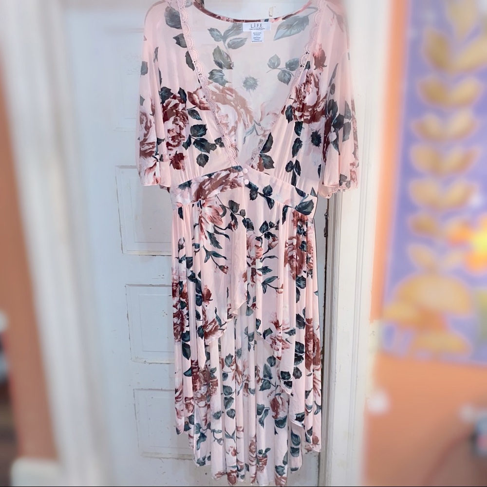 Floral Pink High Low Dress